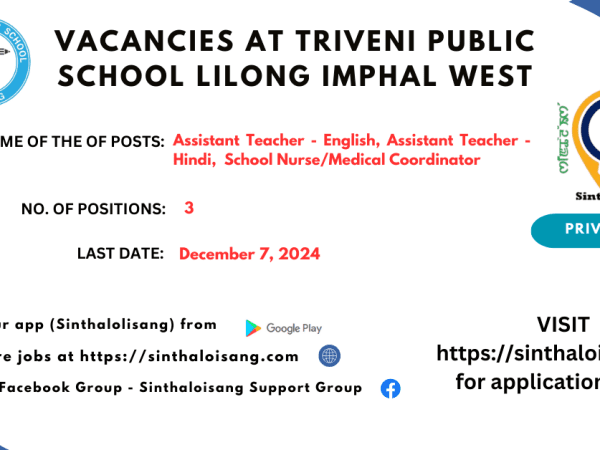 VACANCIES AT TRIVENI PUBLIC SCHOOL LILONG IMPHAL WEST