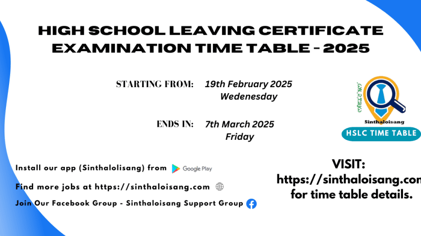 HIGH SCHOOL LEAVING CERTIFICATE EXAMINATION TIME TABLE 2025