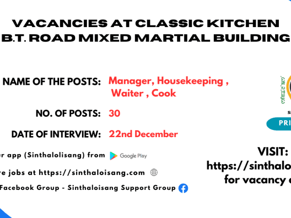 VACANCIES AT CLASSIC KITCHEN B.T. ROAD MIXED MARTIAL BUILDING