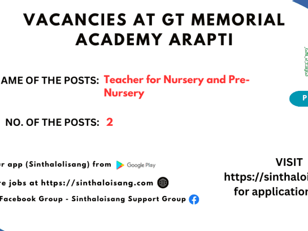 VACANCIES AT GT MEMORIAL ACADEMY ARAPTI