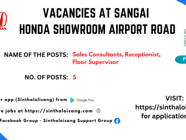 VACANCIES AT SANGAI HONDA SHOWROOM AIRPORT ROAD