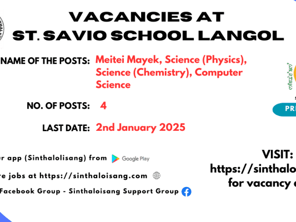 VACANCIES AT ST. SAVIO SCHOOL LANGOL