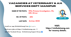 VACANCIES AT VETERINARY & A.H. SERVICES DEPT. MANIPUR