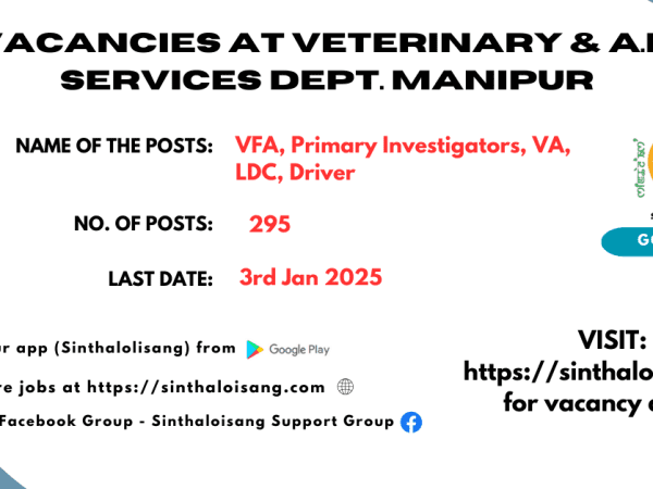 VACANCIES AT VETERINARY & A.H. SERVICES DEPT. MANIPUR