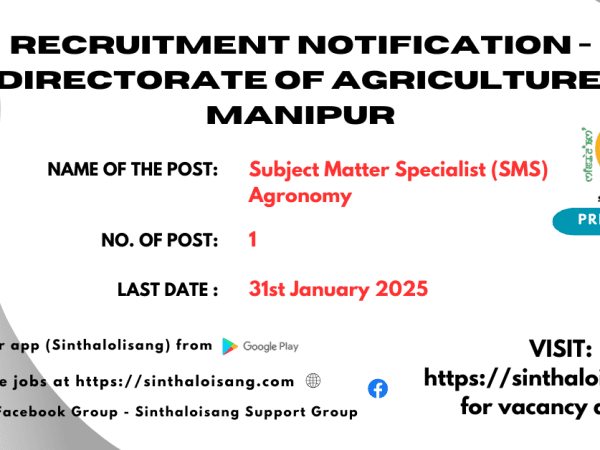 Recruitment Notification - Directorate of Agriculture, Manipur