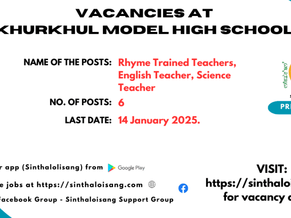 VACANCIES AT KHURKHUL MODEL HIGH SCHOOL