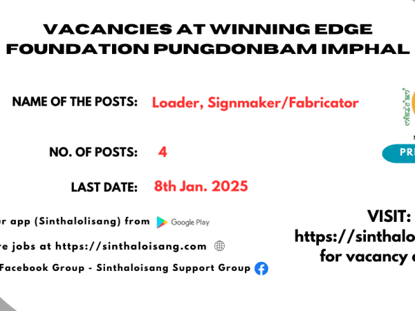 VACANCIES AT WINNING EDGE FOUNDATION PUNGDONBAM IMPHAL