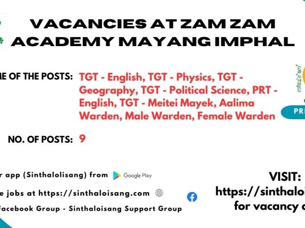 VACANCIES AT ZAM ZAM ACADEMY MAYANG IMPHAL